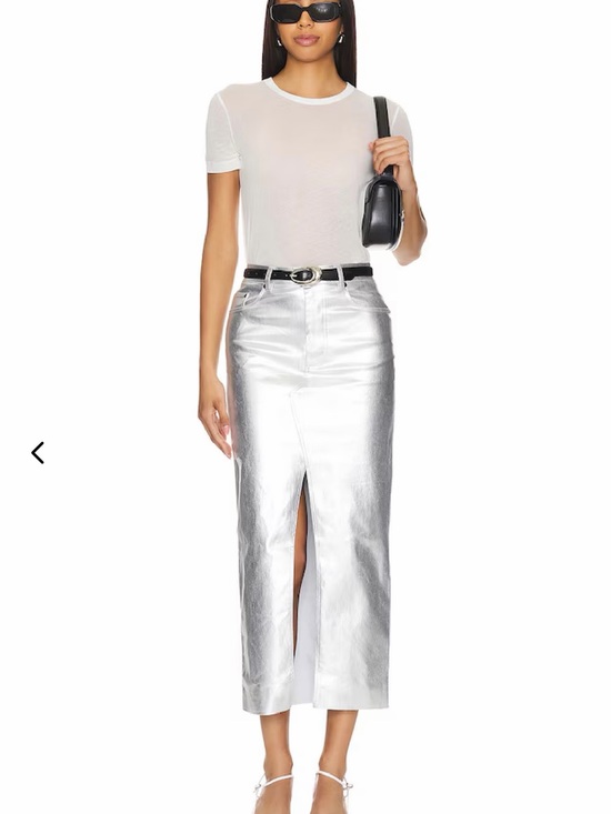 Wayf Dresses & Skirts - Wayf Metallic Silver Maxi Skirt with Front Slit